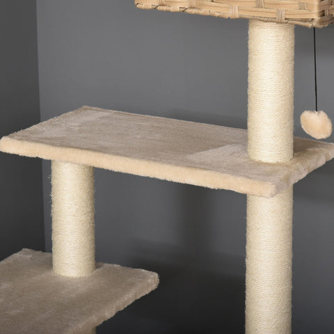 Rootz Krabpaal - Beige, Bruin - Engineered Wood, Pluche, Sisal - 21,65 cm x 21,65 cm x 68,5 cm