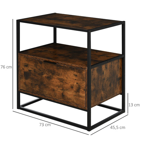 Rootz Side table with drawer - Black, Brown - Chipboard, Steel Frame - 28.74 cm x 17.91 cm x 29.92 cm