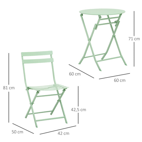 Rootz Garden set of metal furniture - Green - Metal - 23.62 cm x cm x 27.95 cm