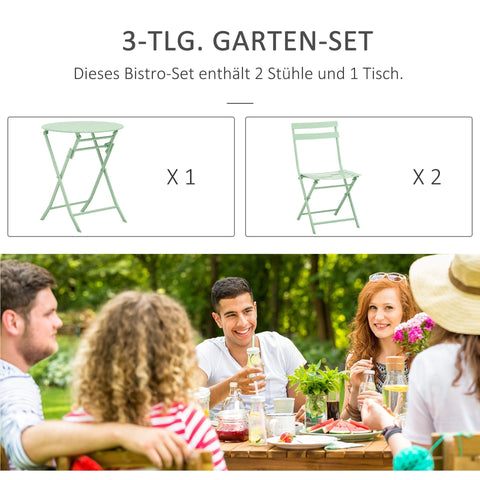 Rootz Garden set of metal furniture - Green - Metal - 23.62 cm x cm x 27.95 cm