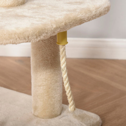 Rootz Cat Tree Scratching Post - Beige - Engineered Wood, Plush, Sisal - 18.89cm x 15.74cm x 39.37cm