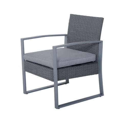 Rootz 4-part. Garden furniture set - Gray - Metal, Pe Rattan, Polyester - cm x 44.09 cm x 29.92 cm