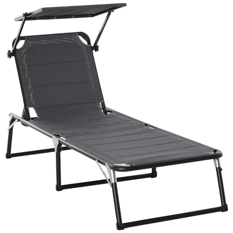 Rootz Lounger 5-way adjustable - Dark gray - Aluminium, Texteline - 64.56 cm x 25.98 cm x 33.26 cm