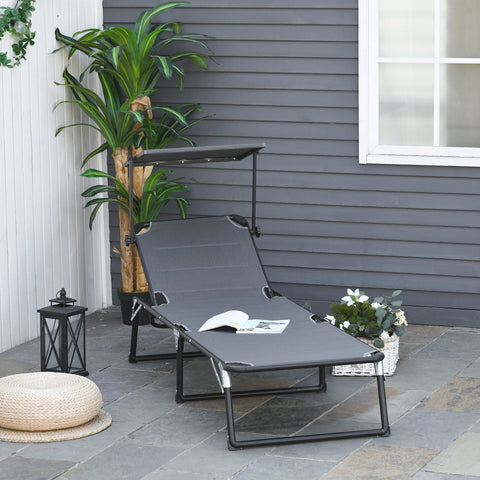 Rootz Lounger 5-way adjustable - Dark gray - Aluminium, Texteline - 64.56 cm x 25.98 cm x 33.26 cm