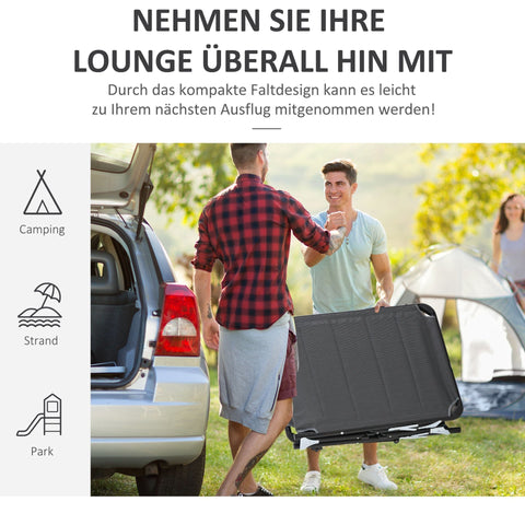 Rootz Lounger 5-way adjustable - Dark gray - Aluminium, Texteline - 64.56 cm x 25.98 cm x 33.26 cm