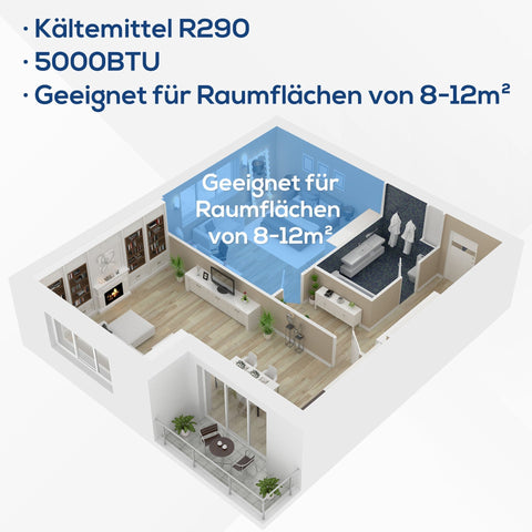 Rootz 4 Modes Mobile Air Conditioner with Remote Control 24h Timer - White, Gray - Abs Plastic, Copper, Aluminum - 12.91 cm x 12 cm x 26.69 cm