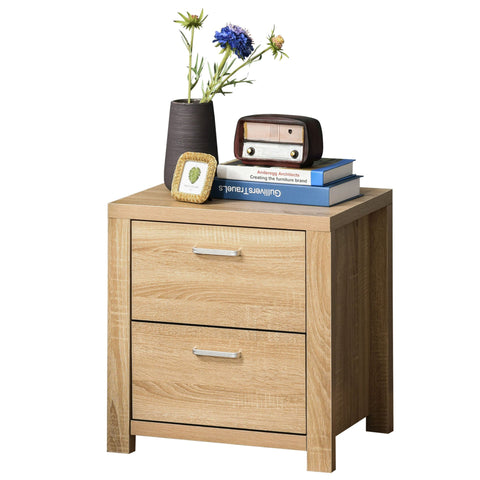 Rootz Bedside table with 2 drawers - Natural - Chipboard - 18.89 cm x 15.35 cm x 20.47 cm