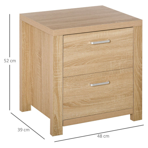 Rootz Bedside table with 2 drawers - Natural - Chipboard - 18.89 cm x 15.35 cm x 20.47 cm