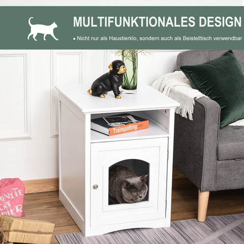 Rootz Litter Box Wooden - White - Manufactured Wood - 21.25 cm x 18.89 cm x 25.19 cm