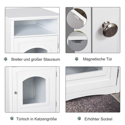 Rootz Litter Box Wooden - White - Manufactured Wood - 21.25 cm x 18.89 cm x 25.19 cm