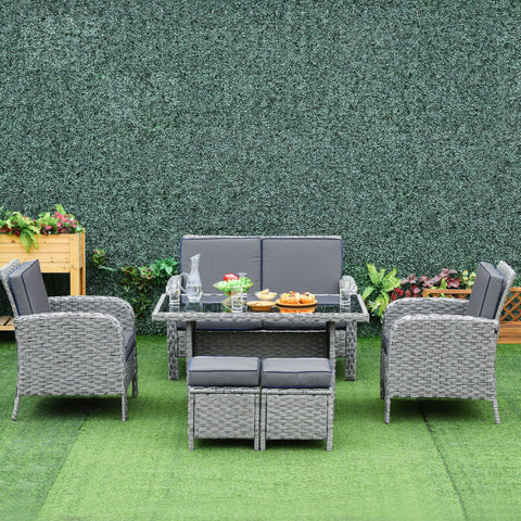 Rootz Polyrattan Garden Dining Set - Gray - Metal, Pe Rattan, Polyester - 48.81 cm x 27.55 cm x 34.64 cm