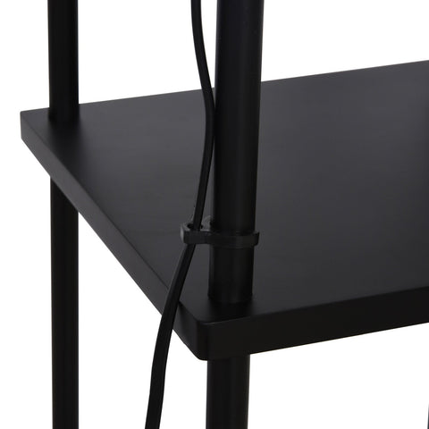 Rootz Vloerlamp Met Plank - Zwart, Wit - Staal, Polyester, Mdf - 13.58 cm x 13.58 cm x 59.05 cm