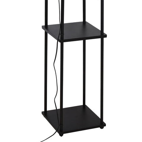 Rootz Vloerlamp Met Plank - Zwart, Wit - Staal, Polyester, Mdf - 13.58 cm x 13.58 cm x 59.05 cm