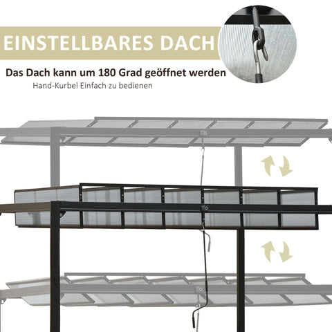 Rootz Garden Pavilion - Gray - Aluminum, Pc Plate - 118.11 cm x 118.11 cm x 88.58 cm