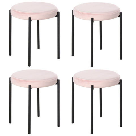 Rootz Set Of 4 Dining Room - Pink - Fabric, Steel - cm x 16.33 cm x 18.11 cm