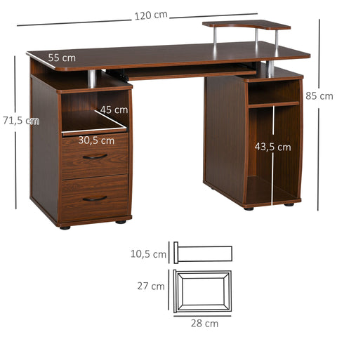 Rootz Computer Desk - Brown - Chipboard, Steel - 47.24 cm x 21.65 cm x 33.46 cm