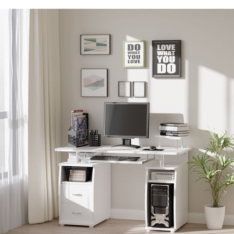 Rootz Computer Desk - White - Chipboard, Steel - 47.24 cm x 21.65 cm x 33.46 cm