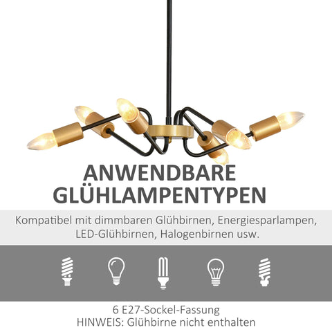 Rootz Kroonluchter Hanglamp - Zwart, Goud - Metaal - cm x cm x 47,24 cm