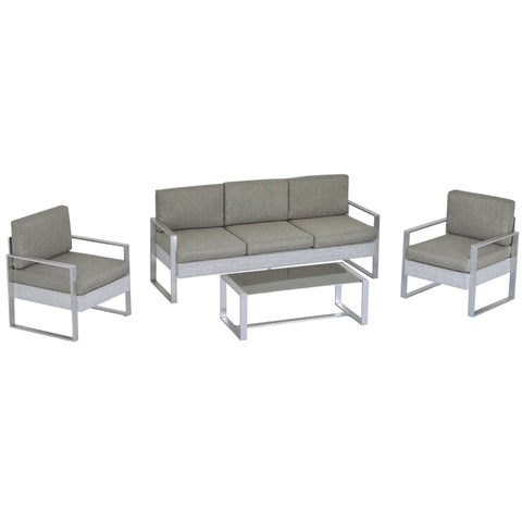 Rootz 4 pcs. Garden furniture - Gray - Aluminium, Polyester, Foam - cm x 72.44 cm x 32.28 cm