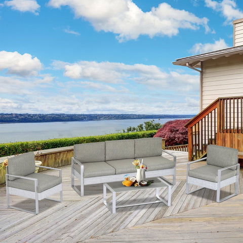 Rootz 4 pcs. Garden furniture - Gray - Aluminium, Polyester, Foam - cm x 72.44 cm x 32.28 cm