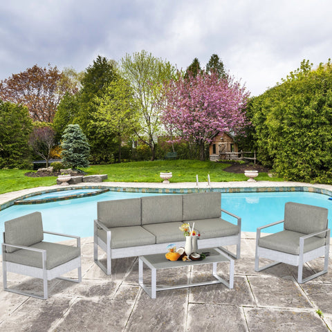 Rootz 4 pcs. Garden furniture - Gray - Aluminium, Polyester, Foam - cm x 72.44 cm x 32.28 cm