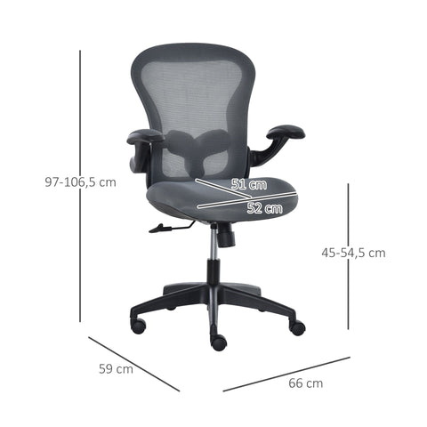 Rootz Home Office Chair - Grey, Black - Foam, Nylon, Mesh - 25.98 cm x 23.23 cm x 41.93 cm