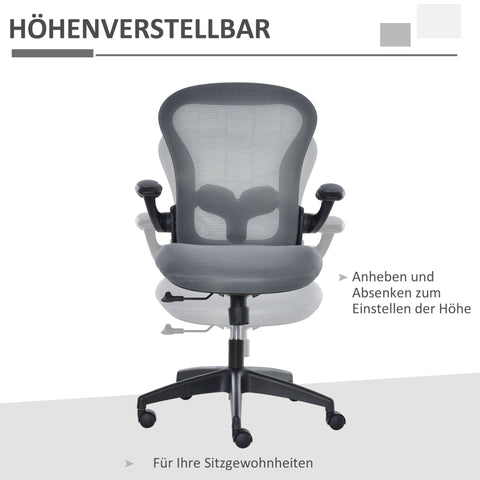 Rootz Home Office Chair - Grey, Black - Foam, Nylon, Mesh - 25.98 cm x 23.23 cm x 41.93 cm