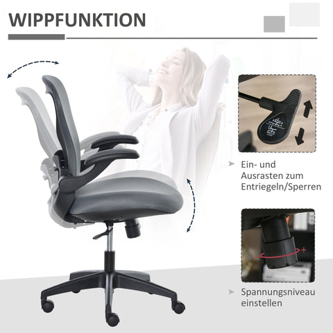 Rootz Home Office Chair - Grey, Black - Foam, Nylon, Mesh - 25.98 cm x 23.23 cm x 41.93 cm