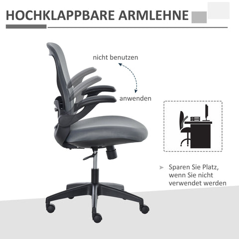 Rootz Home Office Chair - Grey, Black - Foam, Nylon, Mesh - 25.98 cm x 23.23 cm x 41.93 cm
