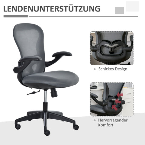 Rootz Home Office Chair - Grey, Black - Foam, Nylon, Mesh - 25.98 cm x 23.23 cm x 41.93 cm