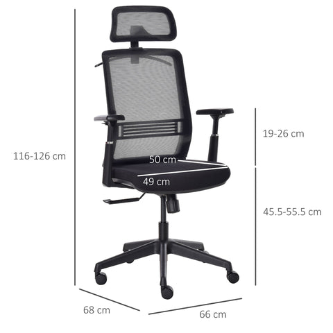 Rootz Office Chair with Headrest - Black - Foam, Nylon, Metal - 25.98 cm x 26.77 cm x 49.61 cm