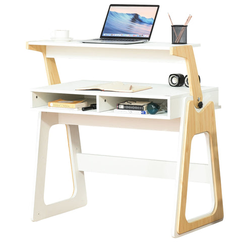 Rootz Computertisch – Braun, Weiß – Holzwerkstoff – 38,58 cm x 22,24 cm x 39,56 cm