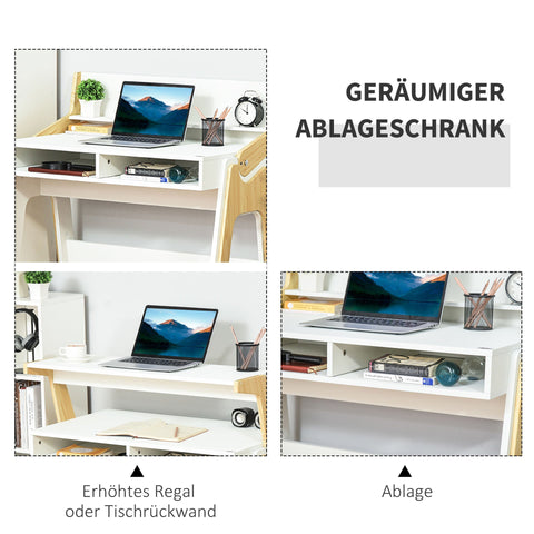 Rootz Computertisch – Braun, Weiß – Holzwerkstoff – 38,58 cm x 22,24 cm x 39,56 cm