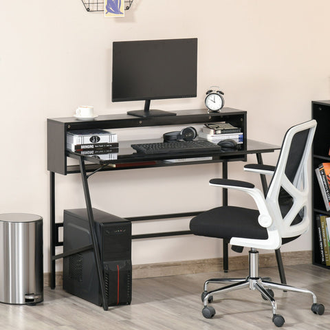 Rootz Schreibtisch mit Regalen – Schwarz, Grau – Stahl, Spanplatte, Glas – cm x 45,27 cm x 35,43 cm