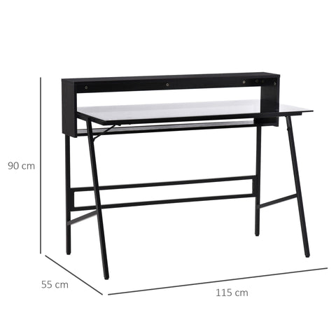 Rootz Schreibtisch mit Regalen – Schwarz, Grau – Stahl, Spanplatte, Glas – cm x 45,27 cm x 35,43 cm