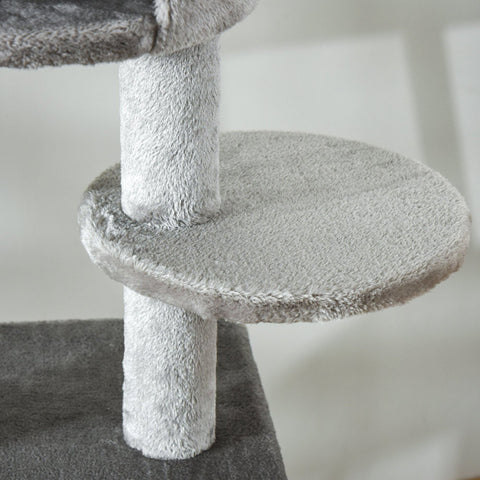 Rootz Adjustable Cat Climbing Tree - Light Gray - Chipboard, Sisal, Plush - 23.62 cm x 15.74 cm x 88.58 cm