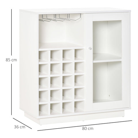 Rootz Wine Cabinet - White - Metal, Chipboard, Glass - cm x 31.49 cm x 33.46 cm