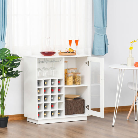 Rootz Wine Cabinet - White - Metal, Chipboard, Glass - cm x 31.49 cm x 33.46 cm