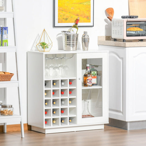 Rootz Wine Cabinet - White - Metal, Chipboard, Glass - cm x 31.49 cm x 33.46 cm