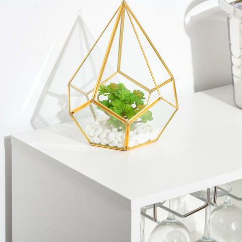 Rootz Wine Cabinet - White - Metal, Chipboard, Glass - cm x 31.49 cm x 33.46 cm