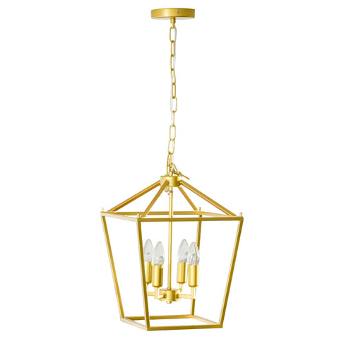 Rootz 4-Flame Hanging Lamp - Gold - Metal - cm x cm x 47.24 cm