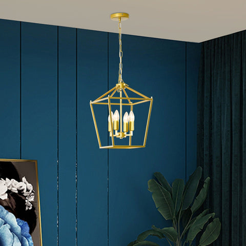 Rootz 4-Flame Hanging Lamp - Gold - Metal - cm x cm x 47.24 cm