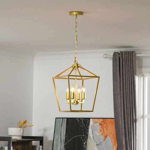 Rootz 4-Flame Hanging Lamp - Gold - Metal - cm x cm x 47.24 cm