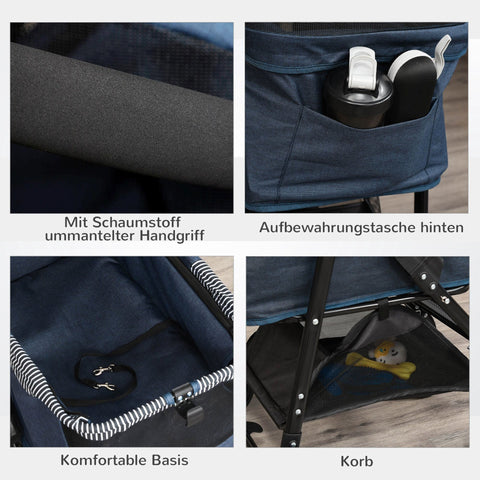 Rootz 2-in-1 Dog Stroller Transport - Blue, Black - Steel, Oxford, Fabric - 29.92 cm x 20.07 cm x 39.76 cm