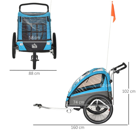 Rootz 3 in 1 Children's Trailer - Blue - Aluminium, - 41.73 cm x 34.64 cm x 40.15 cm