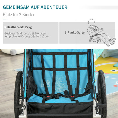 Rootz 3 in 1 Children's Trailer - Blue - Aluminium, - 41.73 cm x 34.64 cm x 40.15 cm