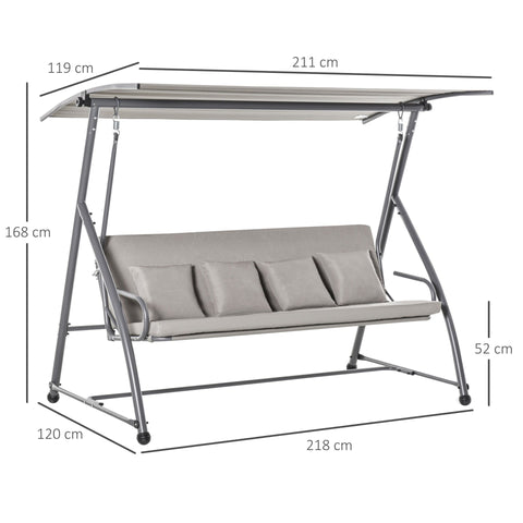 Rootz 3-Sitzer-Schaukel – Braun – Stahl, Polyester, Polsterung – 85,82 cm x 47,24 cm x 66,14 cm
