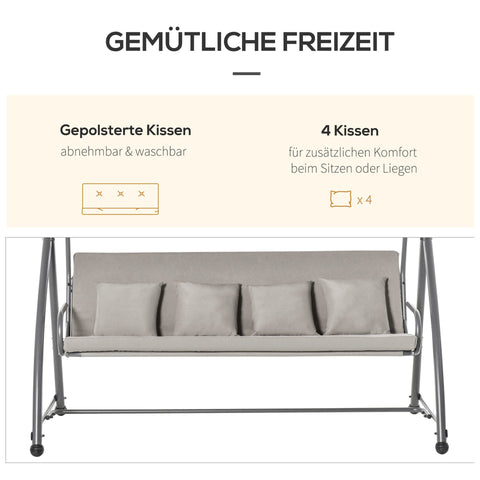 Rootz 3-Sitzer-Schaukel – Braun – Stahl, Polyester, Polsterung – 85,82 cm x 47,24 cm x 66,14 cm