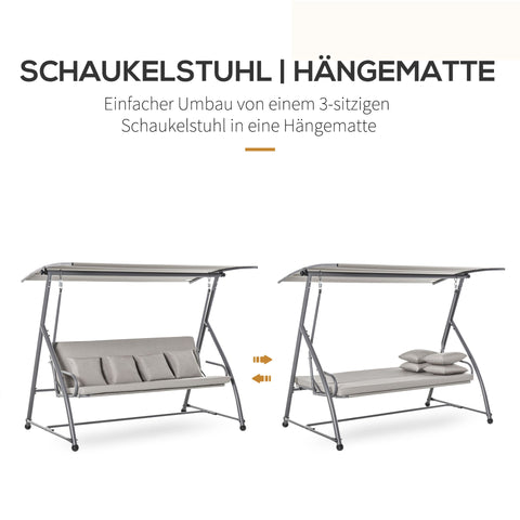 Rootz 3-Sitzer-Schaukel – Braun – Stahl, Polyester, Polsterung – 85,82 cm x 47,24 cm x 66,14 cm