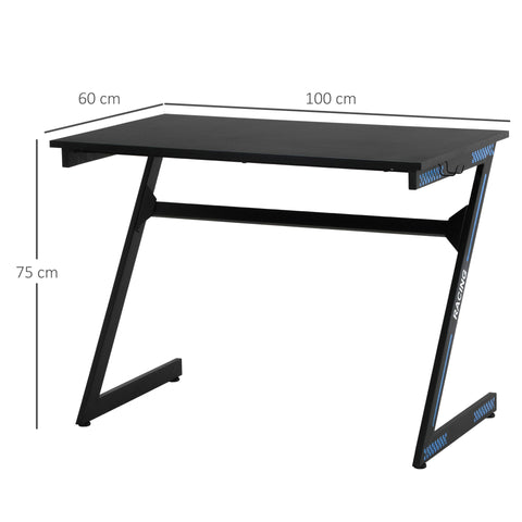 Rootz Computer Table - Black - Engineered Wood, Steel - 39.37cm x 23.62cm x 29.52cm